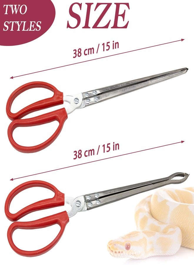 Niuohoy 2 Pcs Snake Feeding Tongs 15 Inch Extra Long Stainless Steel Reptile Feeding Tongs, Curved Mouth & Straight Mouth for Ball Python, Fish Aquariums, Reptiles Snakes, Tank Accessories Terrarium Supplies - Image 2